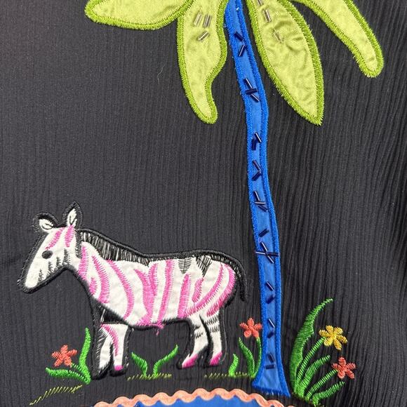 Vintage Patchwork Animal Jacket Embroidered Beaded Size PM Teacher Cottagecore - Picture 4 of 10